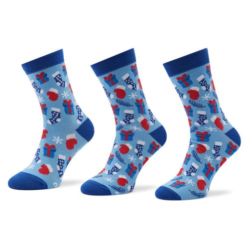 Σετ 3 ζευγάρια ψηλές κάλτσες unisex Rainbow Socks Xmas Balls Μπλε